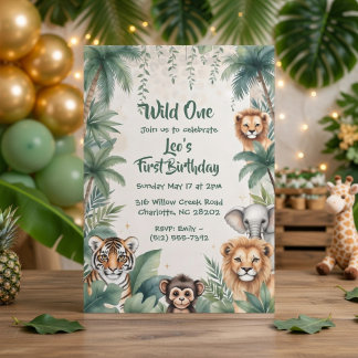 Wilder Dschungelsafari-Geburtstag für einen Jungen Einladung