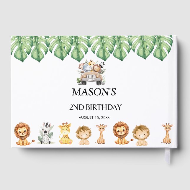 Wilder Dschungelsafari-Geburtstag für Jungen Gästebuch (Rückseite)