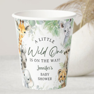 Wilder Dschungelsafari-Tiere Baby Shower Pappbecher