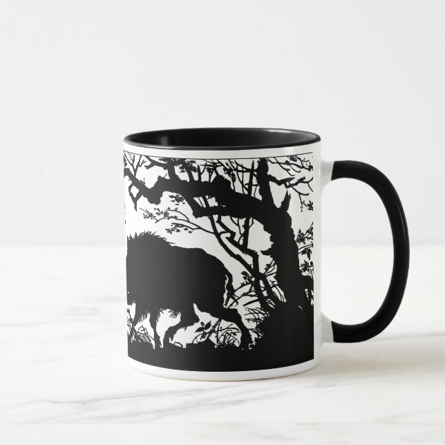 Wilder Eber, der in einem Wald - deutsche Tasse (Rechts)