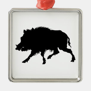 Wilder Eber-oder wildes Schwein-elegante Silbernes Ornament