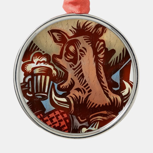 Wilder Eber Ornament Aus Metall (Vorne)