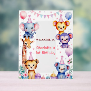 Wilder Ein Cute Dschungel Tier Kind 1. Geburtstag Acrylschild