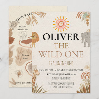 Wilder Einziger - Boho-Safari-Erster Geburtstag Einladung