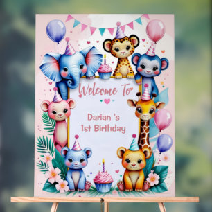 Wilder Einziger Süße Tiere Ballon Kinder 1. Geburt Acrylschild