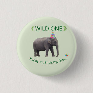 Wilder Elefant Geburtstagsakzent Button