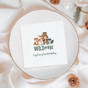 Wilder Erstgeborener Waldtier-Geburtstag Serviette