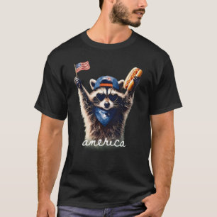 Wilder freier amerikanischer Waschbär lustiger 4. T-Shirt