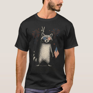 Wilder freier Waschbär Retro T-Shirt