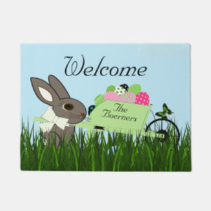 Wilder Frühling (oder Ostern) Kaninchen-Rinder Fußmatte