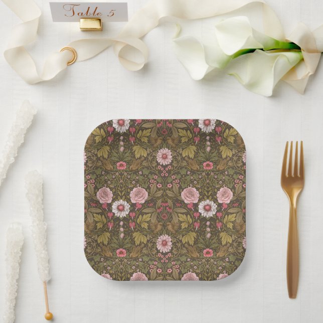 Wilder Garten auf Kaffeebrasse Pappteller (Hochzeit)
