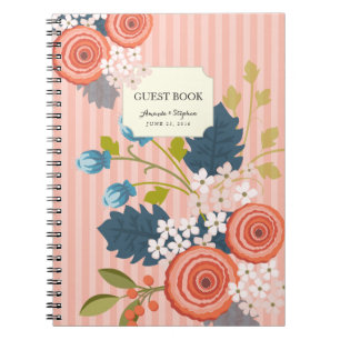 Wilder Garten-Blumenhochzeits-Gast-Buch-Notizbuch Notizblock