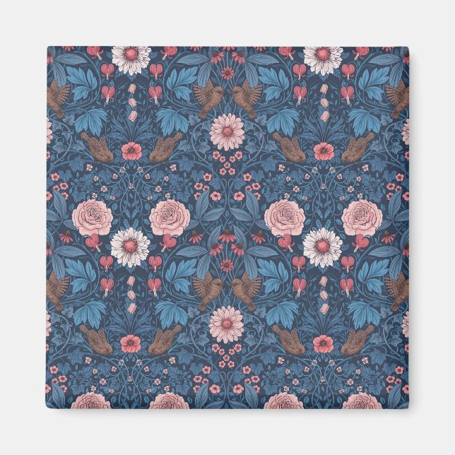 Wilder Garten in blau Magnet (Vorne)