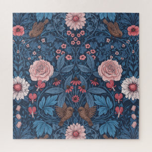 Wilder Garten in blau Puzzle