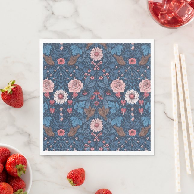 Wilder Garten in blau Serviette (Beispiel)
