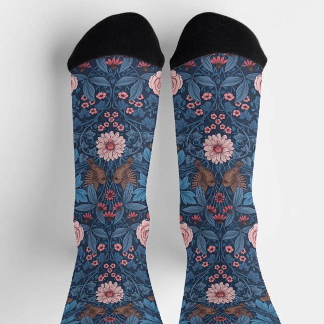 Wilder Garten in blau Socken (Oben)