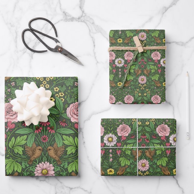 Wilder Garten in Grün Geschenkpapier Set (Vorderseite)