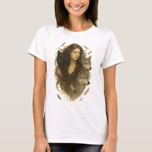 Wilder Geist - Mystische Frau mit Wölfen T-Shirt