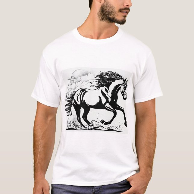 Wilder Geist - Traditionelles Running Horse Tattoo T-Shirt (Vorderseite)
