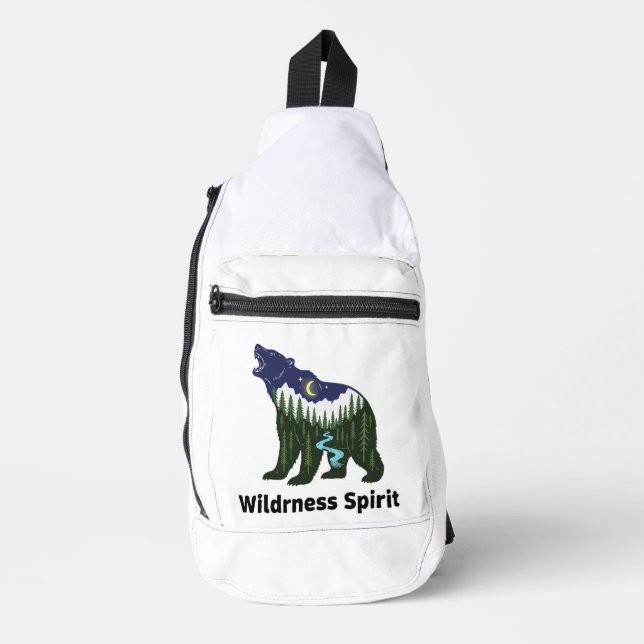 Wilder Geistbär Silhouette | Rustikaler Wald Crossbody Bag (Vorderseite)