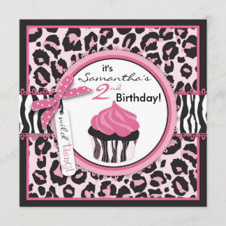 Wilder Gepard-Druck-u. Kuchen-Geburtstag Einladung