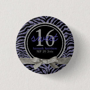 Wilder Glitzer-Blickzebra-Bonbon 16 Button