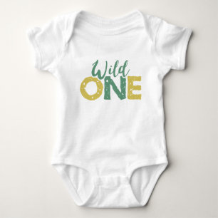 Wilder Gold Grüner Safari Tiere Dschungel Geburtst Baby Strampler