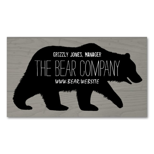 Wilder Grizzly Bär Silhouette Wildlife Campingplat Magnetische Visitenkarte (Vorderseite)