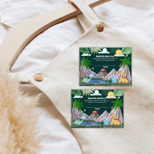 Wilder grüner Vulkan Dino-Windel-Raffle-Baby-Showe Begleitkarte