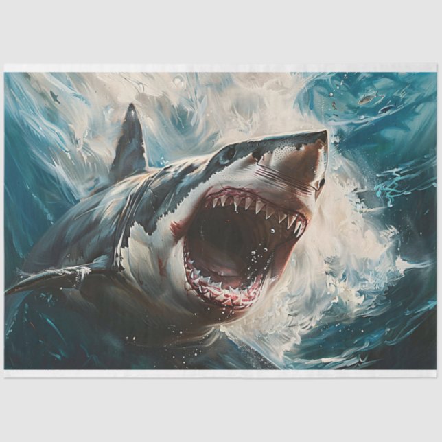 Wilder Hai Decoupage Seidenpapier (Vorderseite)
