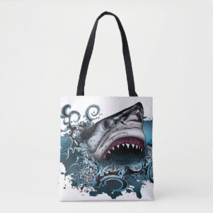 Wilder Hai-Ozean-Splash-Küstenabenteuer-Motiv