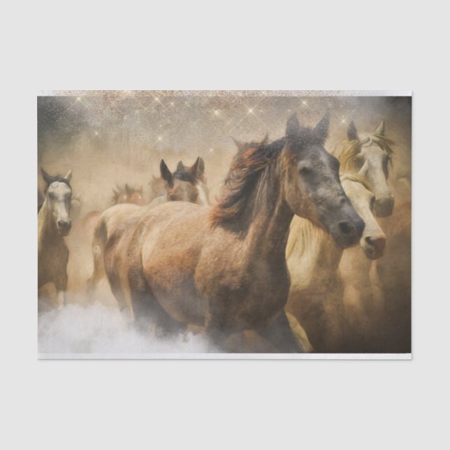 Wilder Herd Pferde Dekoupage Tissue Seidenpapier (Vorderseite)