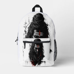 Wilder Herr Shiva Mahakal Grunge Dunkel Splash Art Bedruckter Rucksack