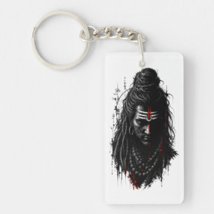 Wilder Herr Shiva Mahakal Grunge Dunkel Splash Art Schlüsselanhänger
