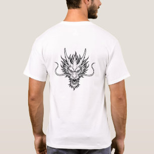 Wilder japanischer Drachenkopf Linienkunst T-Shirt
