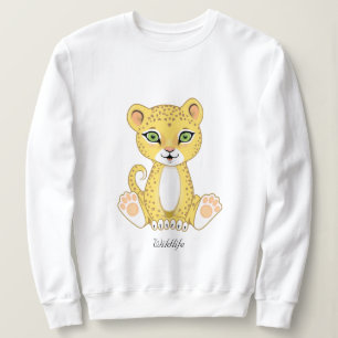 Wilder junger Leopard Tier Cartoon Sweatshirt