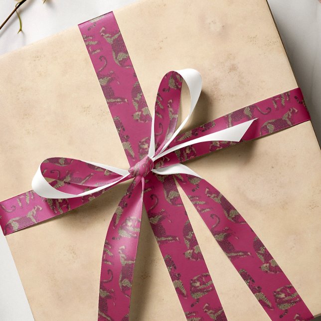 Wilder Jungle Leopard Gemustert rosa Satinband (Von Creator hochgeladen)