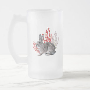 Wilder Kaninchen mit roten und violetten Botanical Mattglas Bierglas