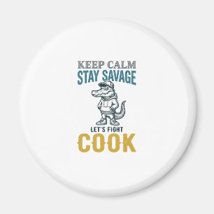 Wilder Koch-Alligator Vintage-Gravur Grafik_1 Magnet
