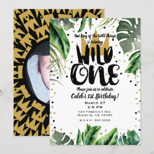 Wilder König der Dinge Krone 1. Geburtstagsfoto Einladung