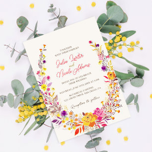 Wilder Kranz Schöne Herbstblumen Einfache Hochzeit Einladung