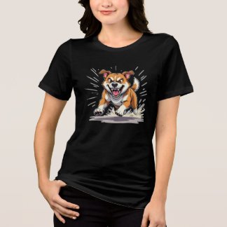 Wilder Laufender Hund – Illustration von Kraft und Tri-Blend Shirt