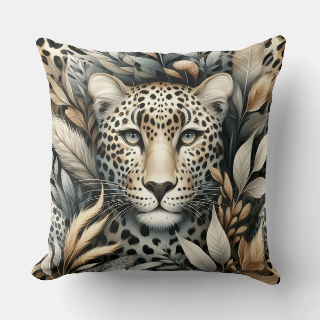 Wilder Leopard in Braun  Kissen (Vorderseite)