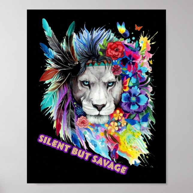 Wilder Löwe Aufkleber Poster (Vorne)