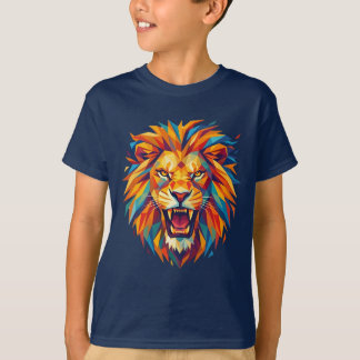 Wilder Löwe Kinder T-Shirt - Farbige geometrische 