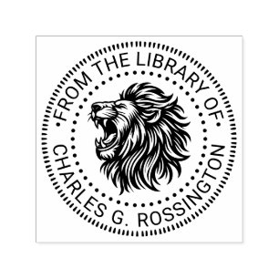 Wilder Löwenkopf zeigt Zähne Bibliotheksbuchname Permastempel
