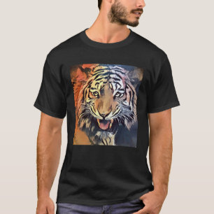 Wilder, malerischer Tiger, coole Tiergesichtskatze T-Shirt