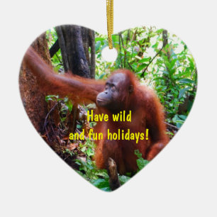 Wilder Orang-Utan Feiertag Keramik Ornament