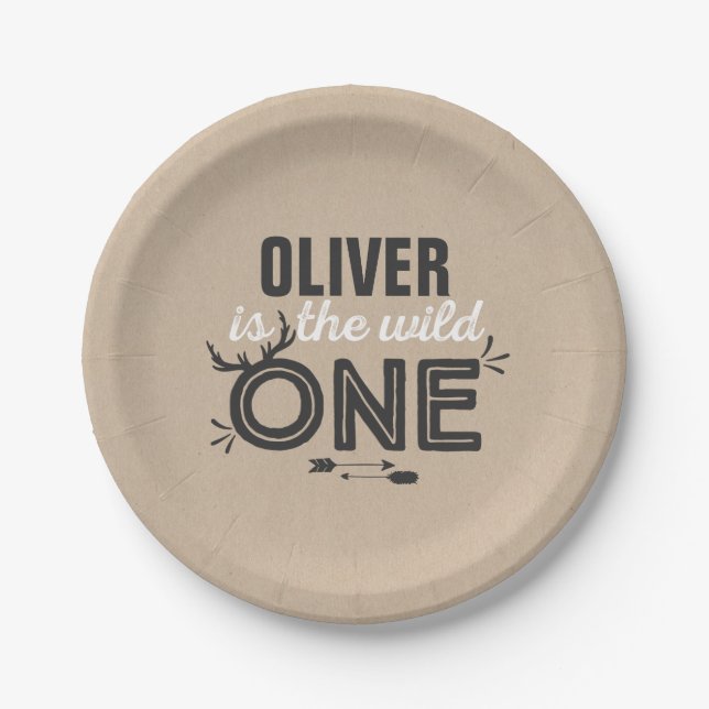 Wilder Pappteller 7" rustikales Kraftpapier wildes (Vorderseite)