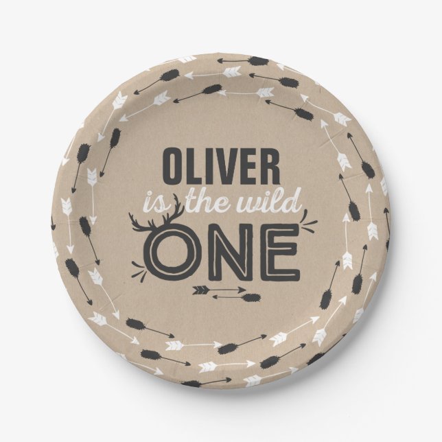 Wilder Pappteller 7" rustikales Kraftpapier wildes (Vorderseite)